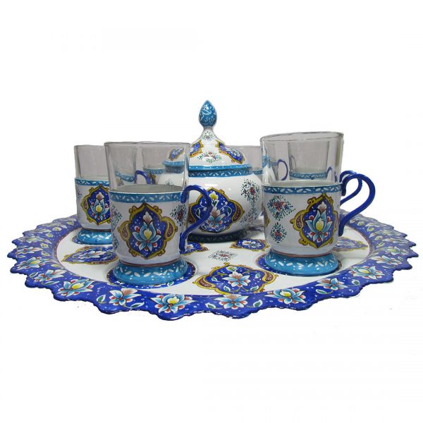 Persian Enamel Tea Cup Set, 8 Pieces 3