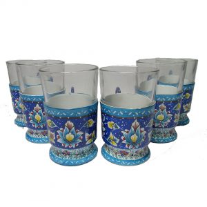 Persian Enamel Tea Cup Set, 8 Pieces 11