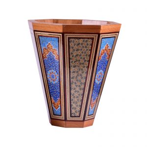 Persian Marquetry Tissue Box and Trash Bin, Blue Lux Set Design 10