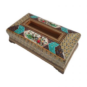 Persian Marquetry Tissue Box and Trash Bin Set, Spring Design 5