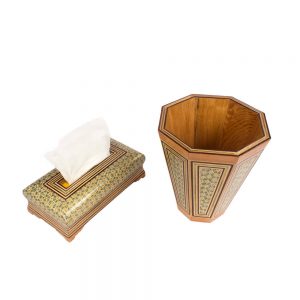 Persian Marquetry Tissue Box and Trash Bin, Selena Set Design 9