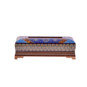 Persian Marquetry Tissue Box and Trash Bin, Blue Lux Set Design 11
