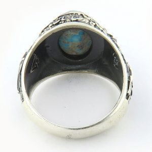 Silver Turquoise Ring, Free Deer Design 14