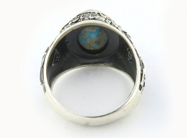 Silver Turquoise Ring, Free Deer Design 8