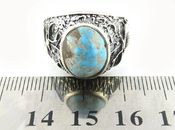 Silver Turquoise Ring, Free Deer Design 5