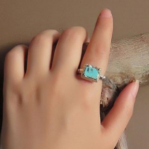 Silver Turquoise Ring, Magnificent Design (with brilliant) 15