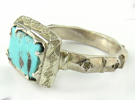 Silver Turquoise Ring, Magnificent Design 4