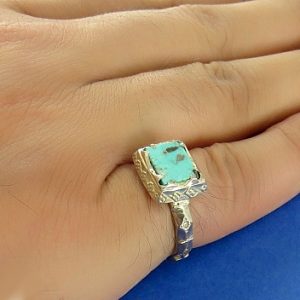 Silver Turquoise Ring, Magnificent Design (with brilliant) 12