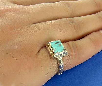 Silver Turquoise Ring, Magnificent Design (with brilliant) 5