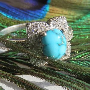 Silver Turquoise Ring, Star Design 14