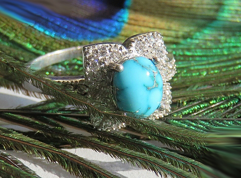 Silver Turquoise Ring, Star Design 7