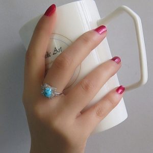 Silver Turquoise Ring, Star Design 15