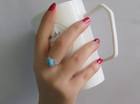 Silver Turquoise Ring, Star Design 8
