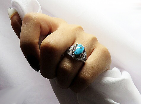 Silver Turquoise Ring, Valentin Design 4