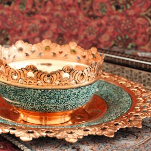 Turquoise Classy Bowl and Plate, Spring Design 12