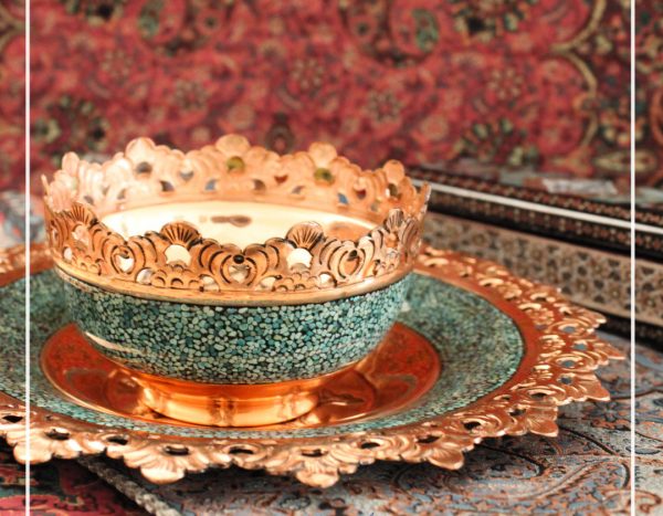 Turquoise Classy Bowl and Plate, Spring Design 6