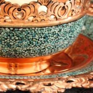 Turquoise Classy Bowl and Plate, Spring Design 14