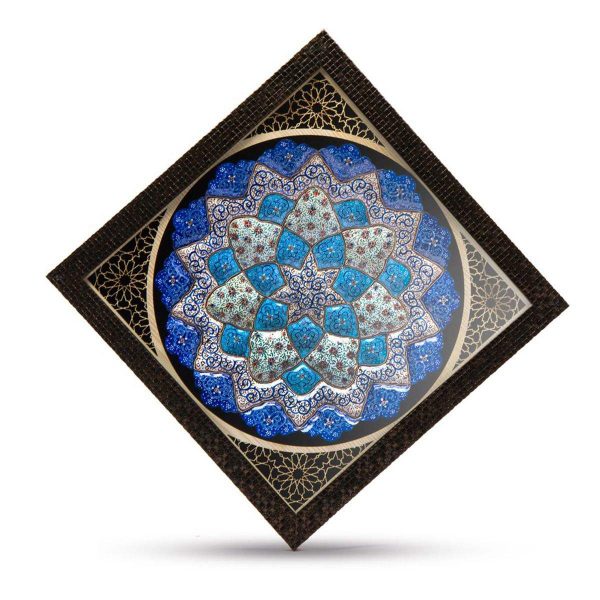 Minakari Persian Enamel Wall Plate, Royal Design 6
