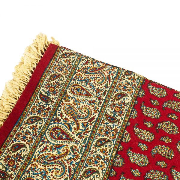 Persian Qalamkar ( Tapestry ) Tablecloth, Red Garden Design 7