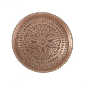 Hand Engraved Cooper Tray, The Sun Design 7
