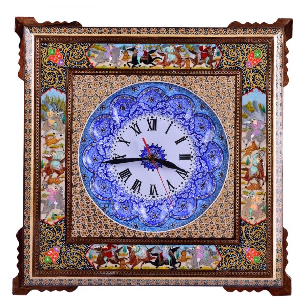 Handmade Wall Clock, Minakari & Khatam-kari, Polo Design 3