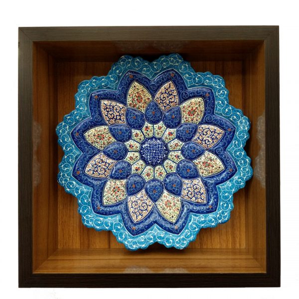 Mina-kari Persian Enamel Plate, Sunflower Design 3