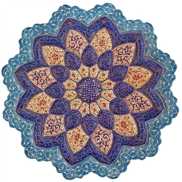 Mina-kari Persian Enamel Plate, Sunflower Design 2