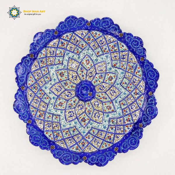Minakari Persian Enamel Plate, Flowers Design