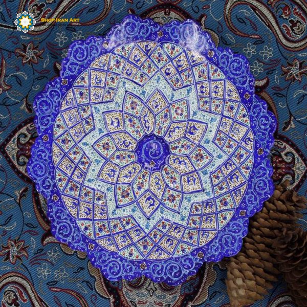 Minakari Persian Enamel Plate, Flowers Design