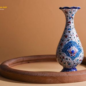 Persian Enamel Flower Pot, White Design 8