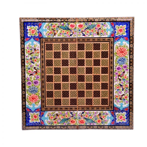 Persian Marquetry Khatam Kari Chess & Backgammon Board, Birds Design 3