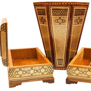 Persian Marquetry Spoon & Fork Box, Tissue Box and Trash Bin, Lux Set Design 13