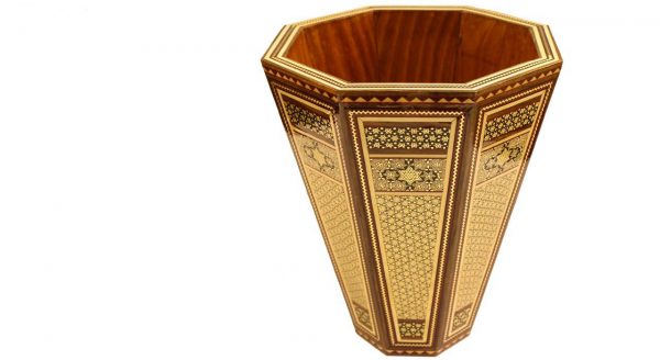 Persian Marquetry Spoon & Fork Box, Tissue Box and Trash Bin, Lux Set Design 12