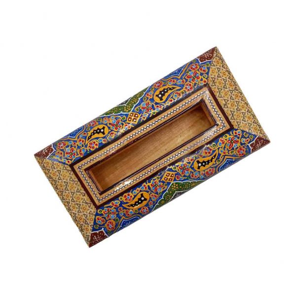 Persian Marquetry Tissue Box & Trash Bin Set , Motley Design 4