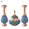 Persian Enamel Painting 2 Flower Pots and Candy Dish Set (3 PCs) 2
