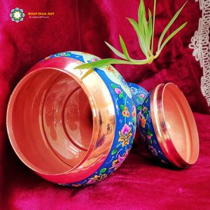 Persian Enamel Painting 2 Flower Pots and Candy Dish Set (3 PCs) 14