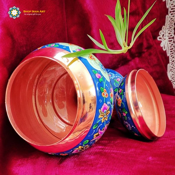 Persian Enamel Painting 2 Flower Pots and Candy Dish Set (3 PCs) 8
