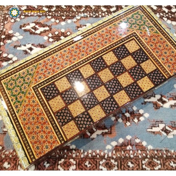 Persian Marquetry Khatam Kari Chess & Backgammon Board, Simplex Design 4