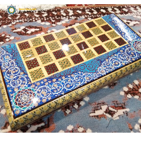 Persian Marquetry Khatam Kari Chess & Backgammon Board, Stars Design 4