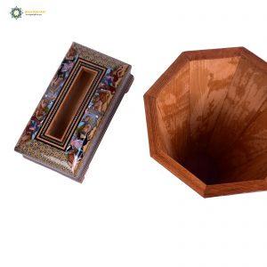 Persian Marquetry Tissue Box & Trash Bin Set, Hunters Design 9