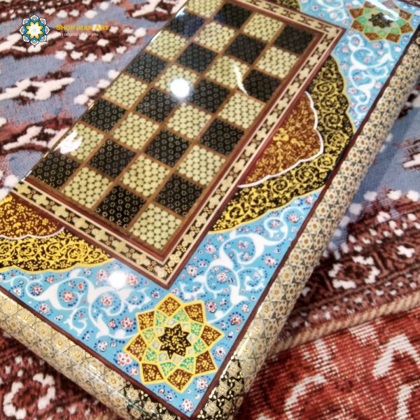 Persian Marquetry Khatam Kari Chess & Backgammon Board, Sky Design 4