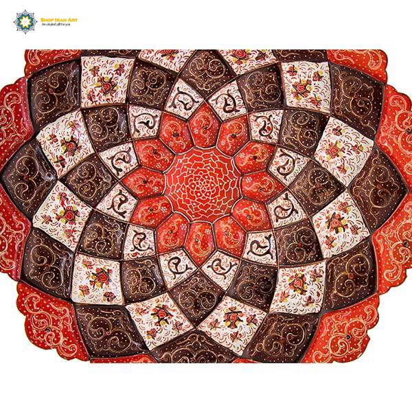 Mina-kari Persian Enamel Plate, Red Love Design 4