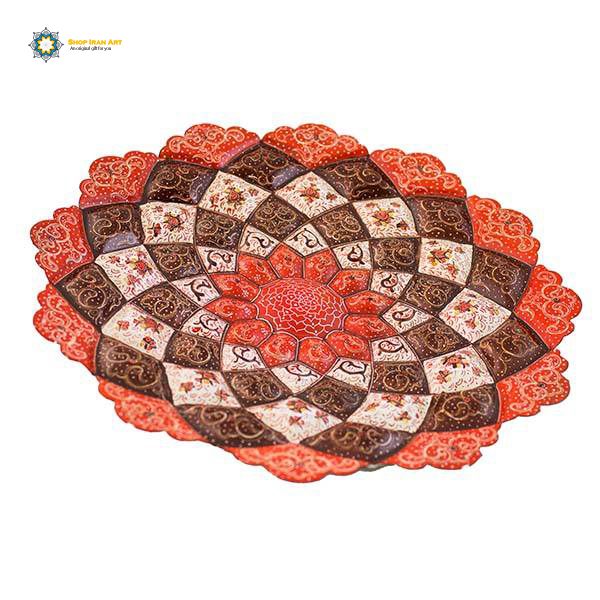 Mina-kari Persian Enamel Plate, Red Love Design 3