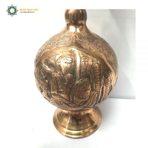 Persian Hand Engraved Copper Flower Vase, Eastern Man Design (2PCs) 4