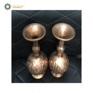 Persian Hand Engraved Copper Flower Vase, Eastern Man Design (2PCs) 10