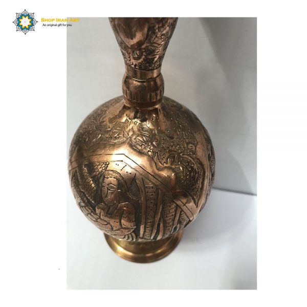 Persian Hand Engraved Copper Flower Vase, Eastern Man Design (2PCs) 8