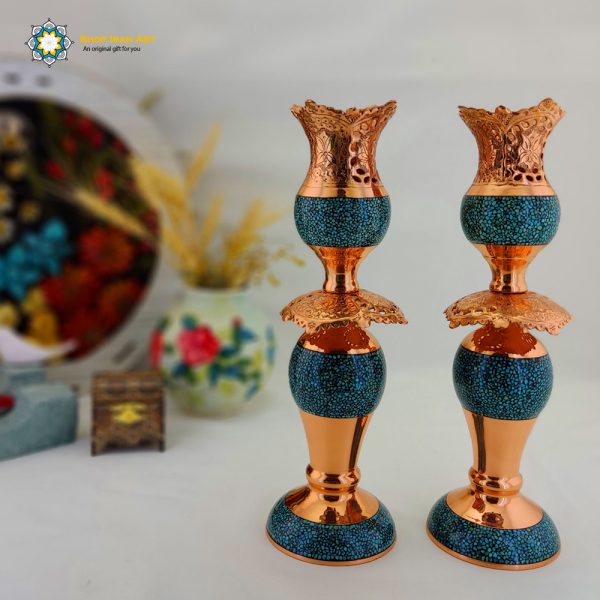 Persian Turquoise Candle Holder Set, Christmas Gift (2PCs) 6