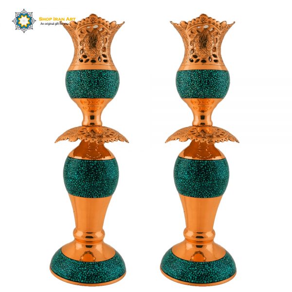 Persian Turquoise Candle Holder Set, Christmas Gift (2PCs) 3
