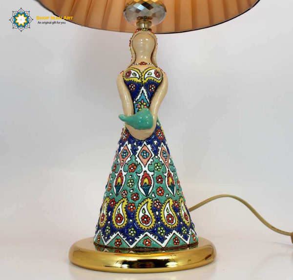 Enamel on pottery Bedside Lamp, Woman Design 4