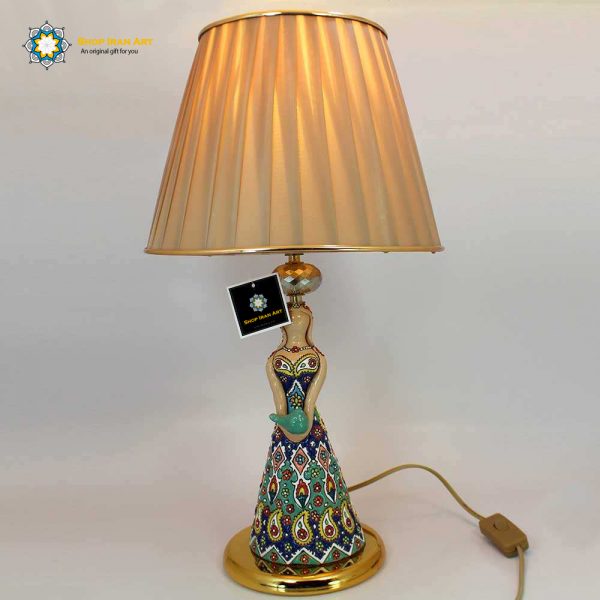 Enamel on pottery Bedside Lamp, Woman Design 3